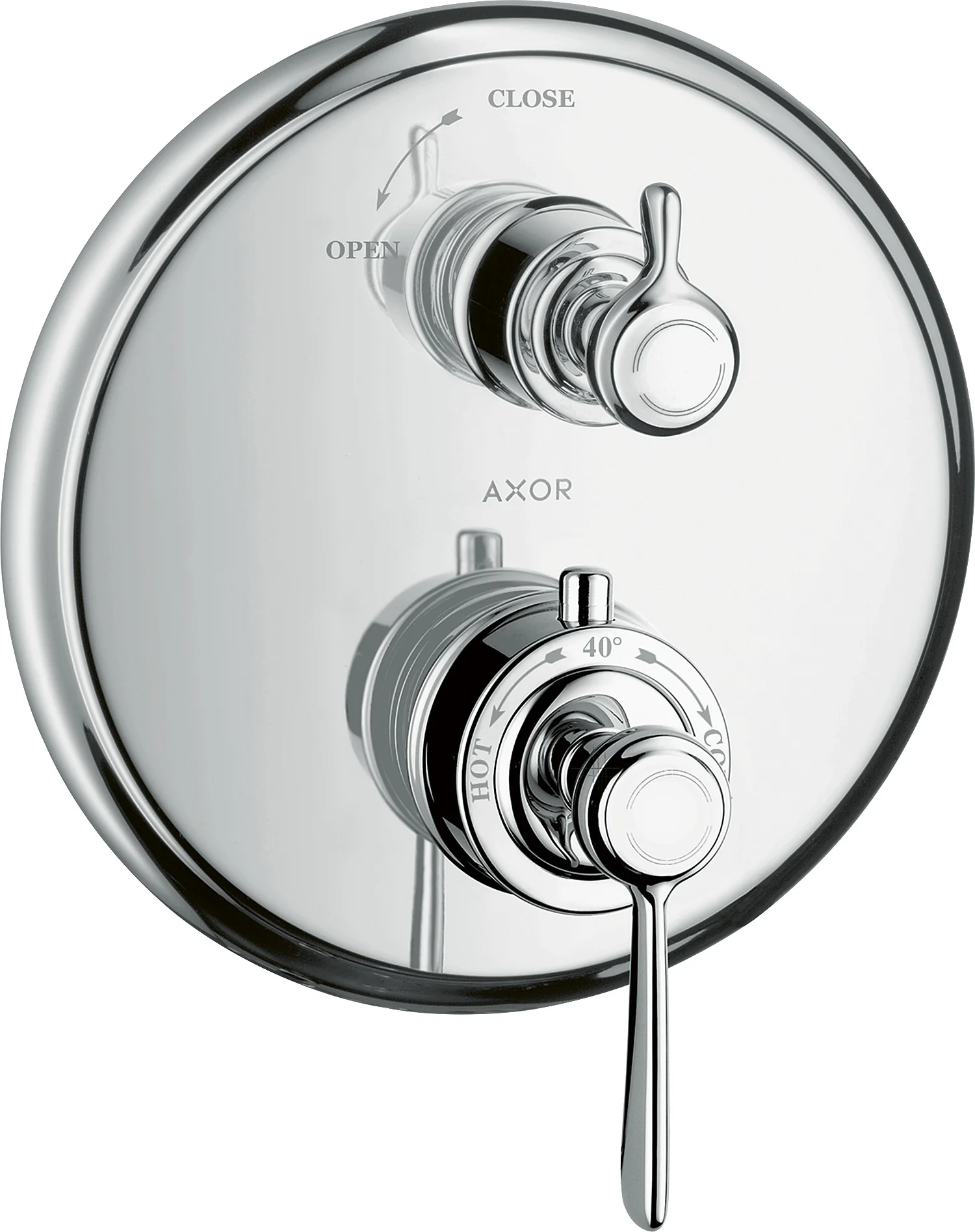 Hansgrohe AXOR Montreux Thermostat Unterputz mit Hebelgriff Chrom, Keramikventil 90°, max. Durchfluss 25 l/min, einstellbare Temperaturbegrenzung
