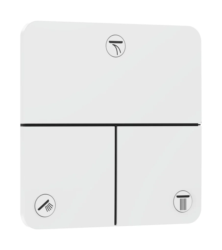 Hansgrohe ShowerSelect Comfort Q Absperrventil Unterputz, Mattweiß, 3 Verbraucher, flache Rosette, einfache Installation