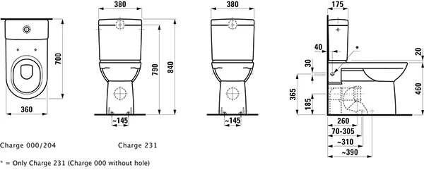 Tiefspül-WC Kombination PRO 700x360x460 Ausführung erhöht VARIO-Abgang weißSpülkasten und WC-Sitz extra zu bestellen