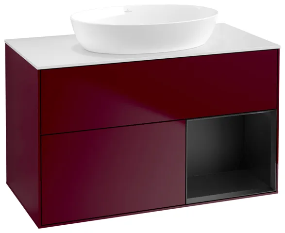 Villeroy & Boch Waschtischunterschrank „Finion“ für Schrankwaschtisch 1000 × 603 × 501 mm Peony Matt Lacquer, für Becken mittig, ohne Hahnlochbohrung