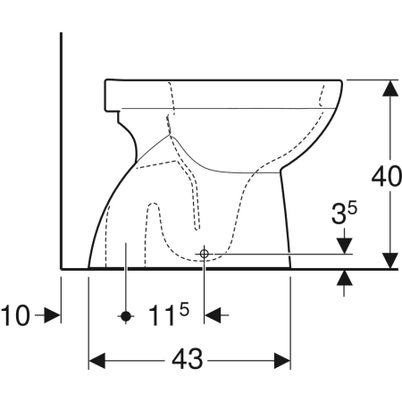 Geberit Stand-Tiefspül-WC „Renova“ 355 × 400 × 540 mm in weiß alpin, ohne Spülrand, Abgang senkrecht Geberit Stand-Tiefspül-WC „Renova“ 355 × 400 × 540 mm in weiß alpin, ohne Spülrand, Abgang senkrecht