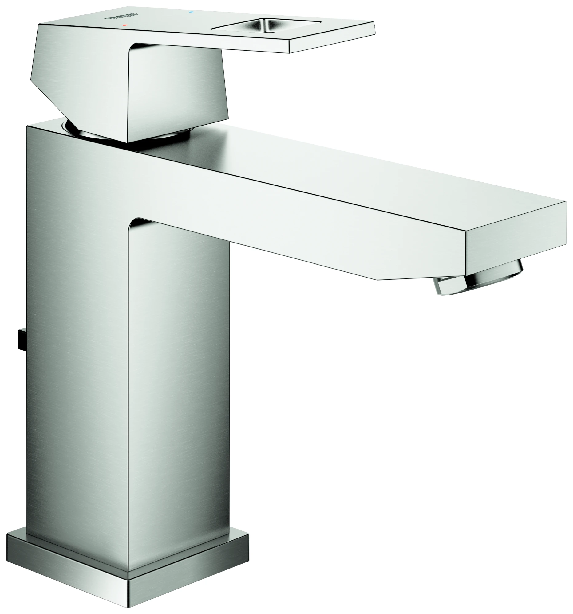 Einhand-Waschtischbatterie Eurocube 23445, M-Size, Einlochmontage, Zugstangen-Ablaufgarnitur 1 1/4'', chrom