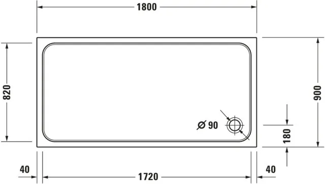 Duravit rechteck Duschwanne „D-Code“ 180 × 90 cm 