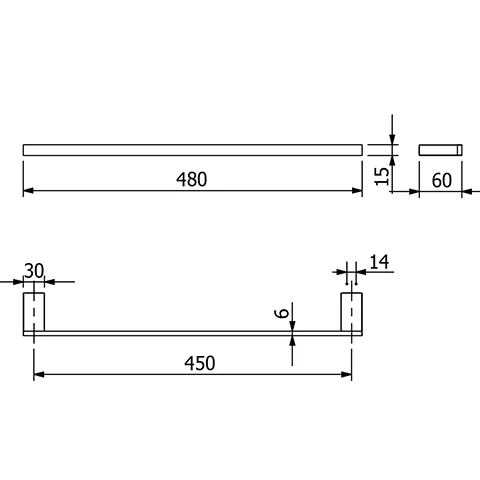 VELA C Handtuchhalter Länge = 450MM chrom VELA C Handtuchhalter Länge = 450MM chrom