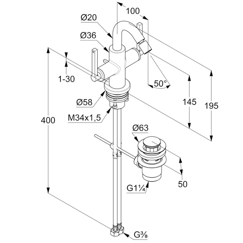 NOVA FONTE Bidetarmatur PURISTIC chrom NOVA FONTE Bidetarmatur PURISTIC chrom