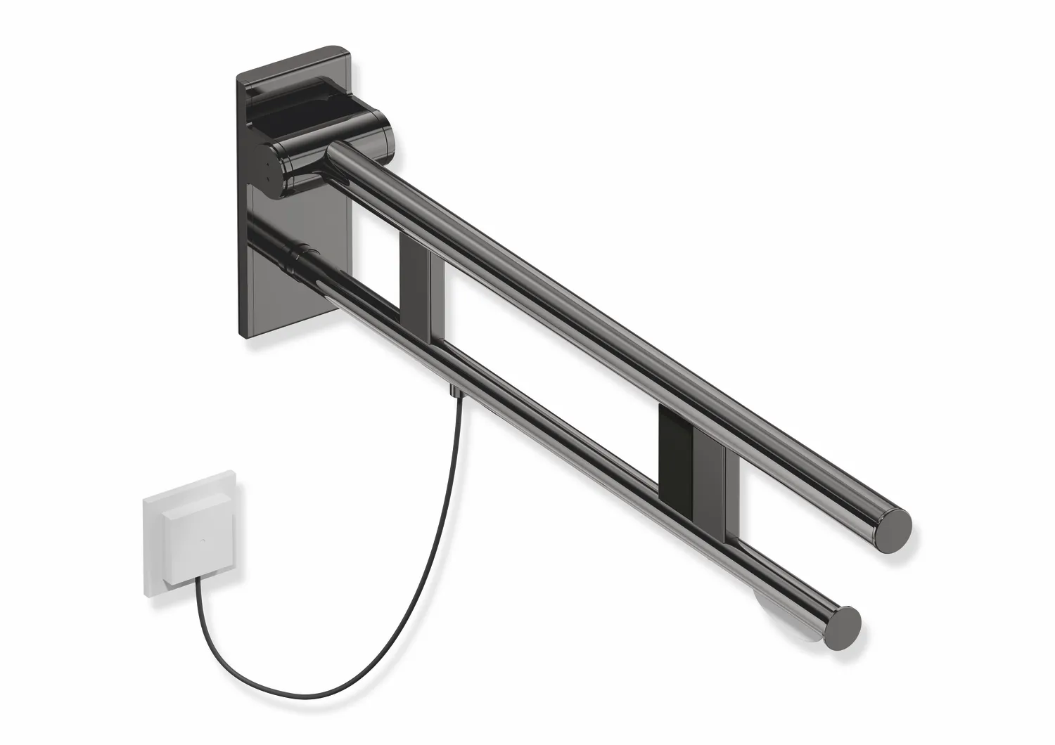 HEWI Stützklappgriff Duo Design A, Edelstahl PVD, 750 mm Ausladung