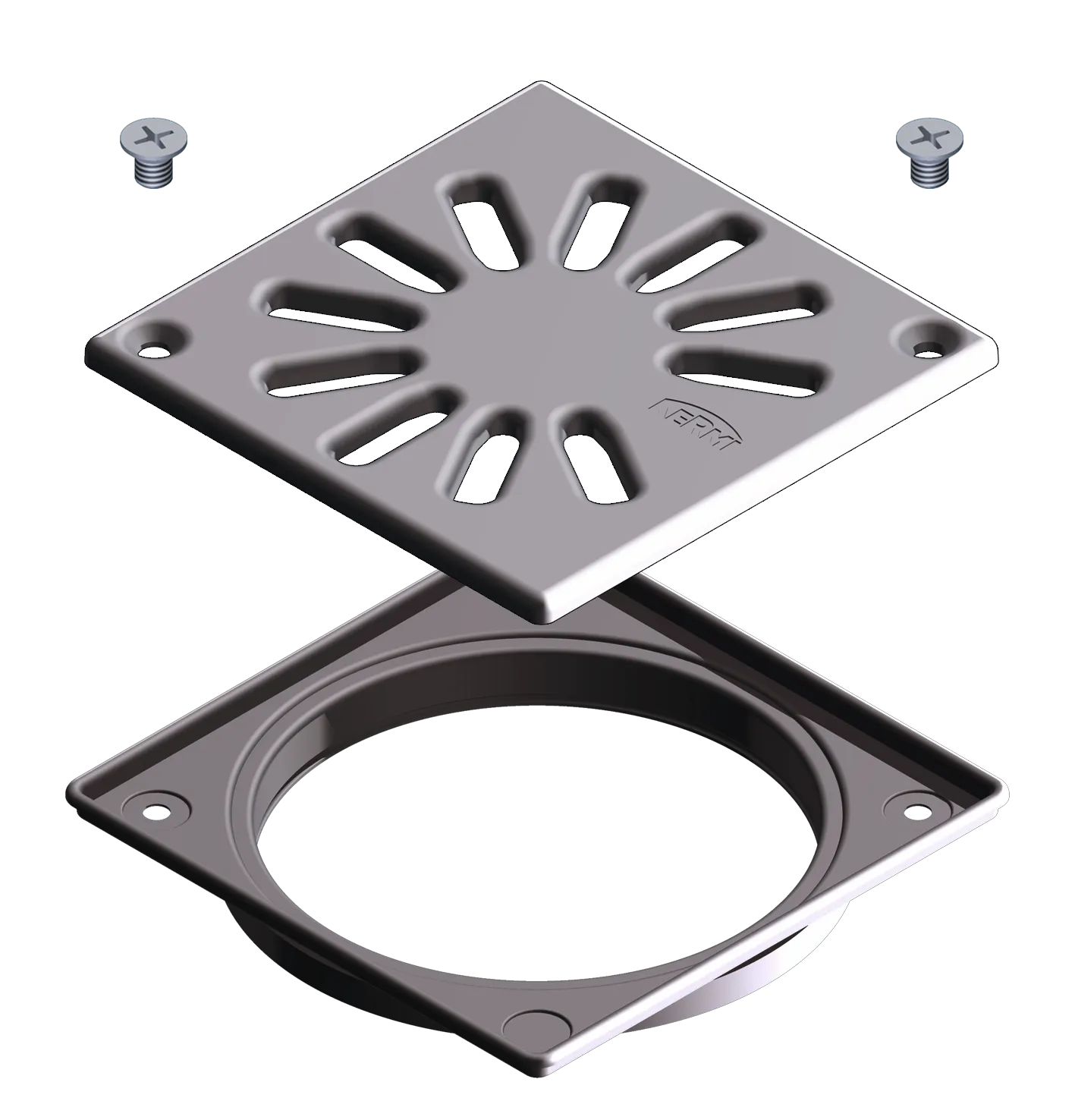 POINT Ablaufrahmen und Ablaufabdeckung Basic verschraubbar, Länge 120 mm Breite 120 mm, für POINT Ablauf