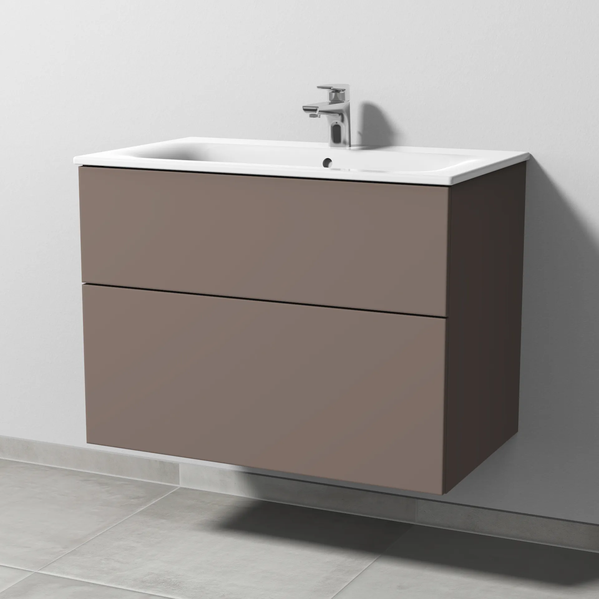 Sanipa Waschtischunterschrank „3way“ passend zu Keramik-Waschtische Renova Plan Slim von Geberit 785 × 582 × 472 mm in Taupe (matt)