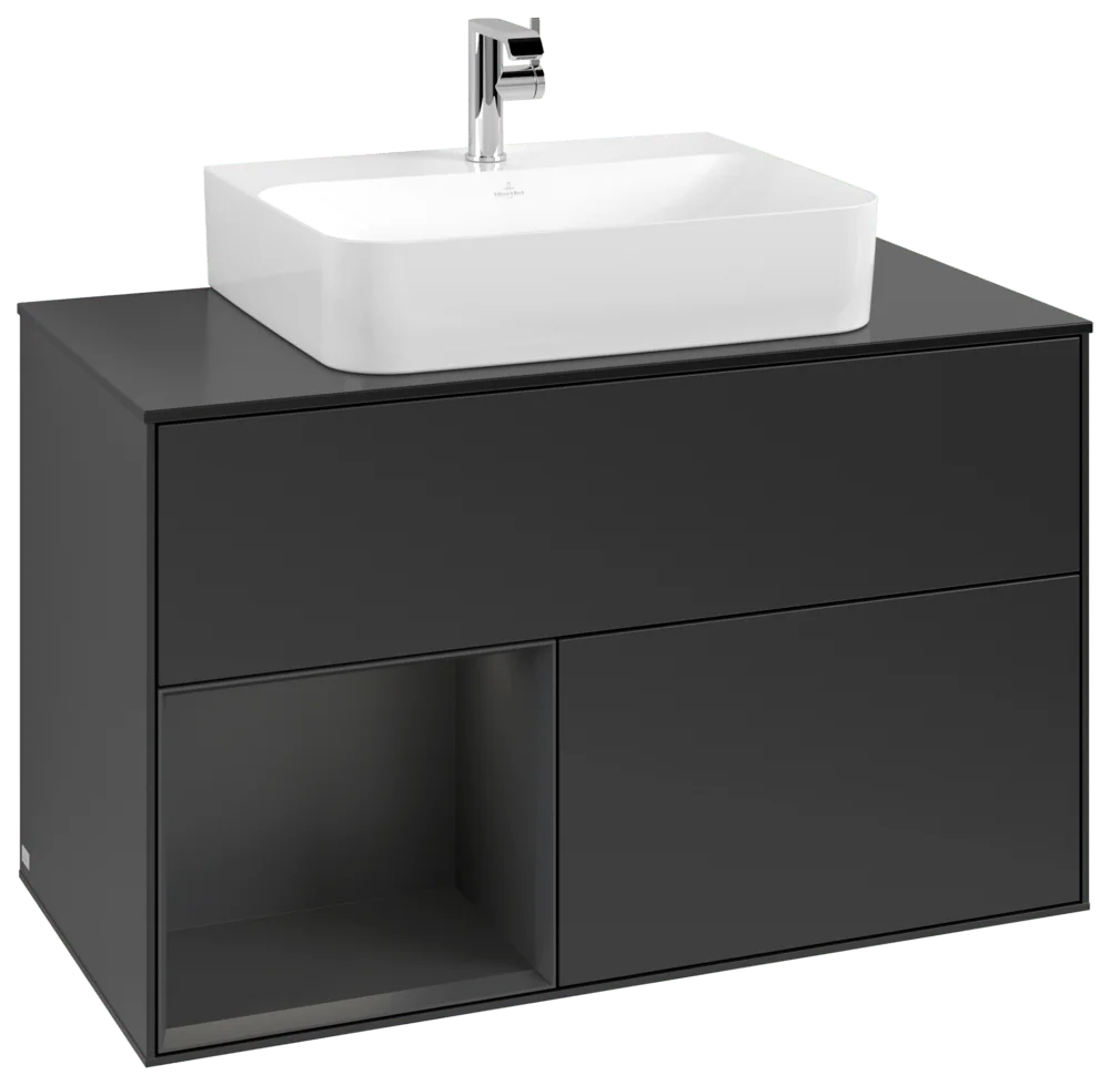 Villeroy & Boch Waschbeckenunterschrank Finion F11, 1000x603x501 mm, Black Matt Lacquer, mit Beleuchtung und Push-to-open Funktion