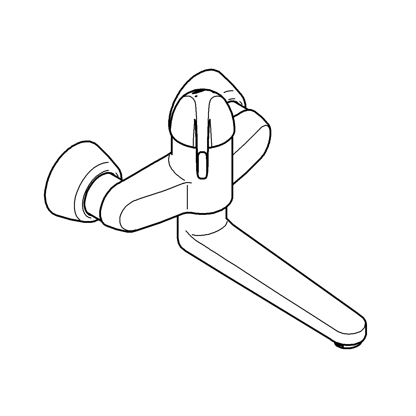 Einhand-Sicherheitsmisch-Waschtischbatterie Euroeco Special 32793, Wandmontage, Ausladung 256 mm, Hebellänge 170 mm, chrom