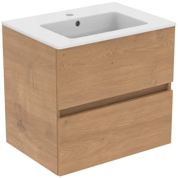 Möbelpaket Eurovit+ mit Waschtisch 61cm Weiß und Unterschrank 60cm 2 Auszüge Hochglanz grau lackiert