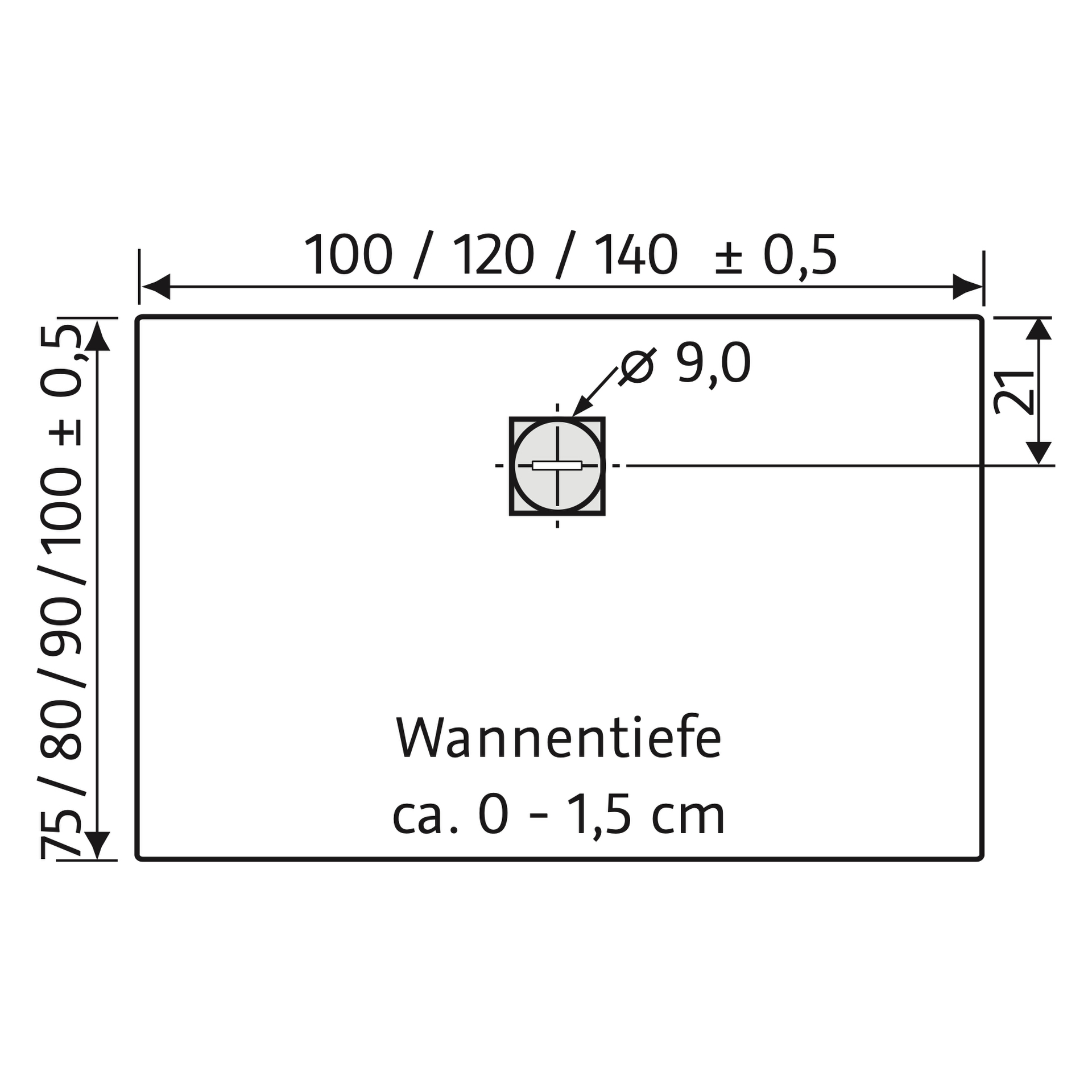 HSK rechteck Marmor-Polymer-Duschwanne „Steinoptik“ 75 × 120 cm