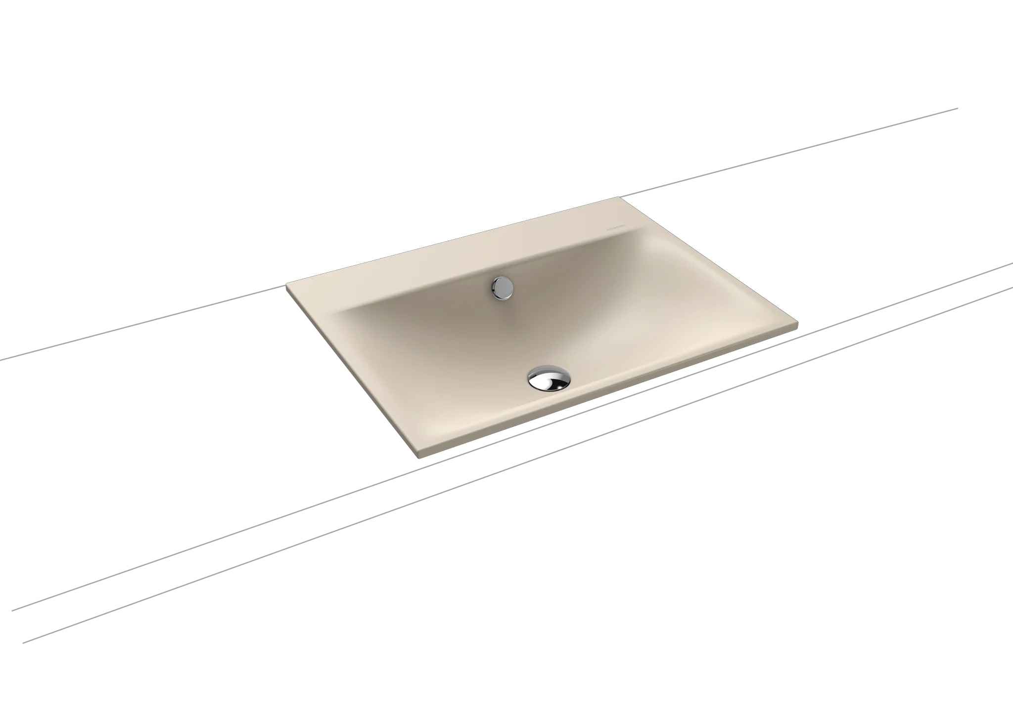 Kaldewei SILENIO Einbauwaschtisch, 600x460 mm, warm beige 20, Perl-Effekt, Antidröhn, chrom, 14 mm Randhöhe