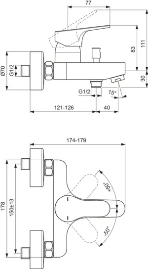Badearmatur Aufputz Cerabase Ausladung 161mm Chrom Badearmatur Aufputz Cerabase Ausladung 161mm Chrom