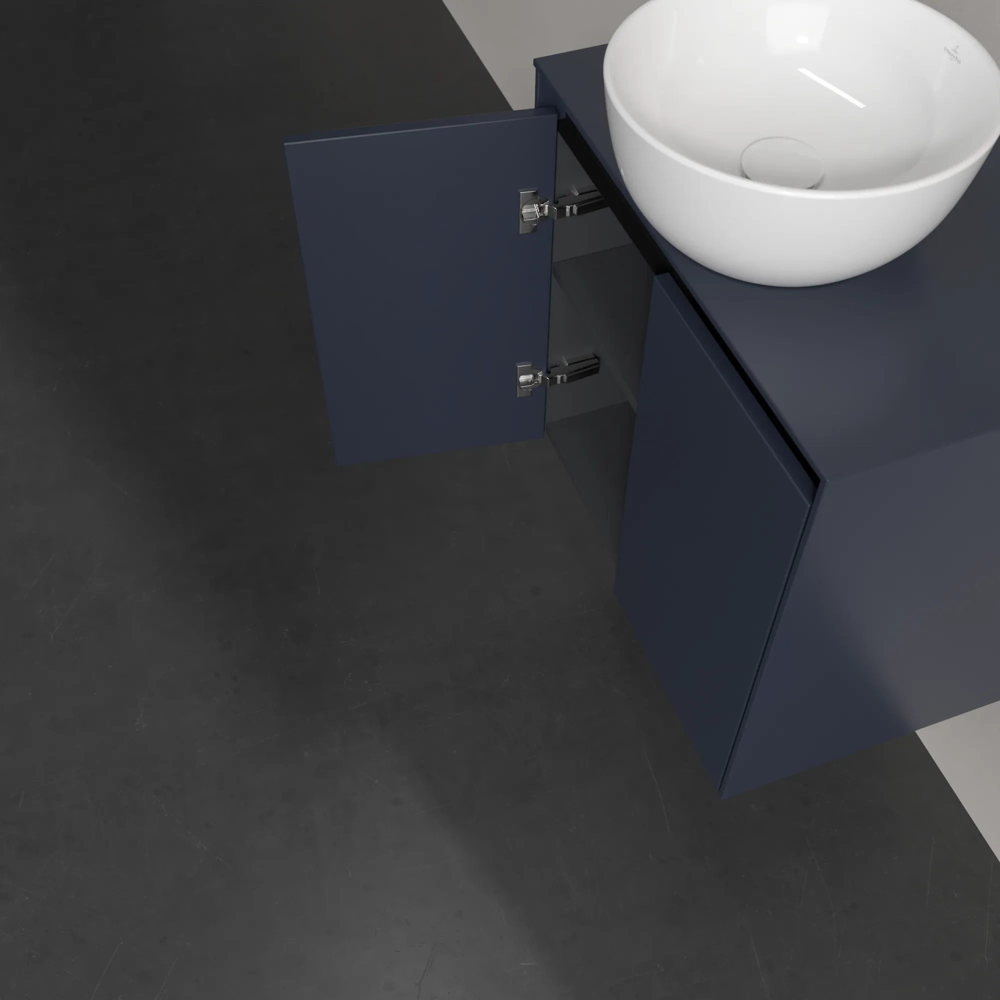 Villeroy & Boch Waschtischunterschrank „Collaro“ 600 × 548 × 380 mm Marine Blue, für Becken mittig, mit Beleuchtung Villeroy & Boch Waschtischunterschrank „Collaro“ 600 × 548 × 380 mm Marine Blue, für Becken mittig, mit Beleuchtung