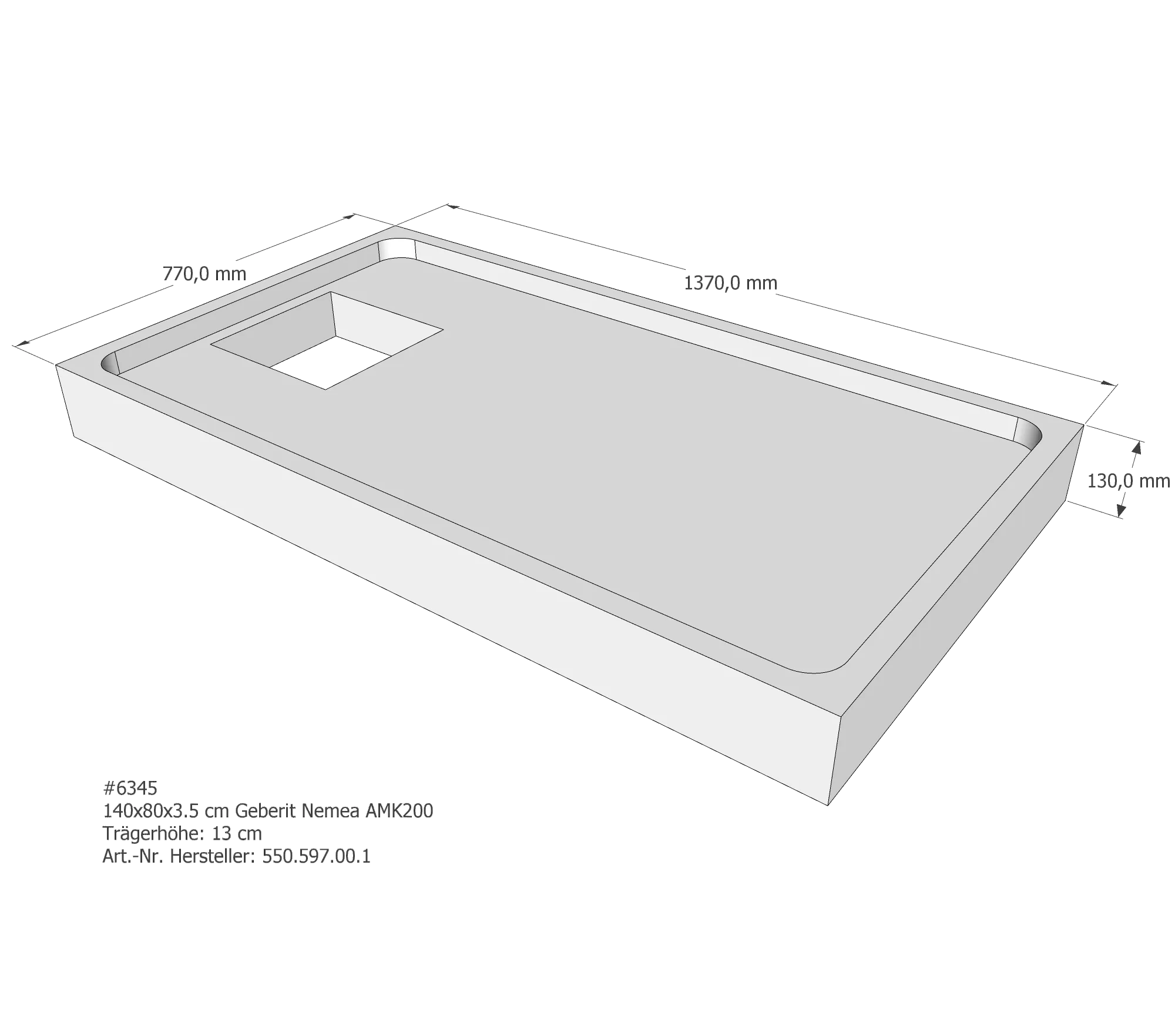 Duschwannenträger passend für Geberit Nemea 140 × 80 × 3,5 cm Duschwannenträger passend für Geberit Nemea 140 × 80 × 3,5 cm