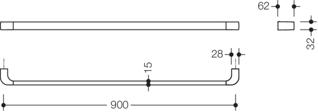 Badetuchhalter Sys 800, Plvb. AM:900mm weiß tiefmatt