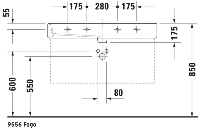 Wandwaschtisch „Vero“, mit Überlauf, Hahnlochposition mittig Wandwaschtisch „Vero“, mit Überlauf, Hahnlochposition mittig