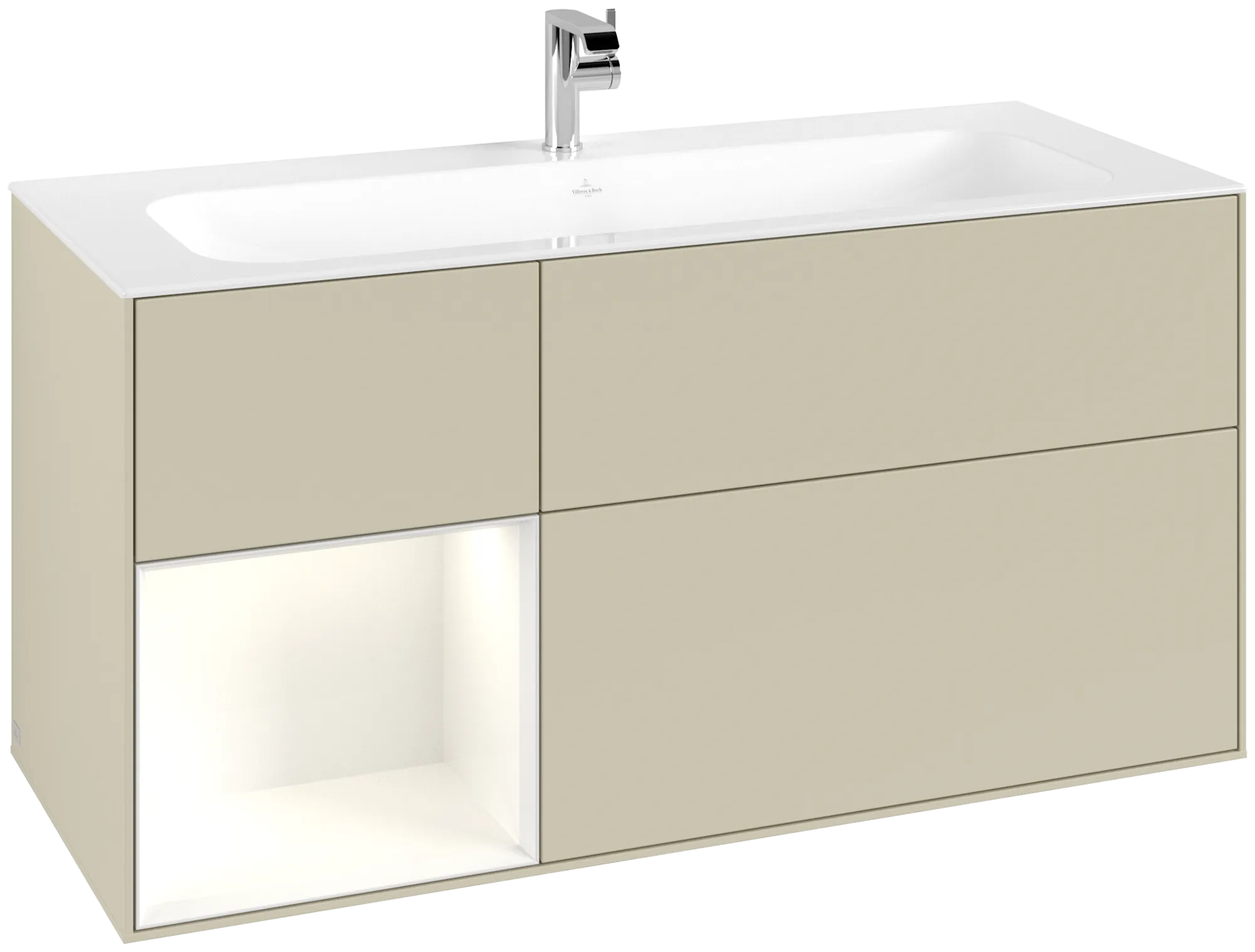 Villeroy & Boch Finion Waschbeckenunterschrank G06, 1196x591x498mm, Silk Grey Matt / Glossy White