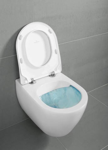 Set Wand-Tiefspül-WC DirectFlush „Subway 2.0“ 37 × 36,5 × 56 cm ohne Spülrand, Abgang waagerecht mit Villeroy & Boch WC-Sitz „Subway 2.0“ inkl. Deckel 35,9 × 45,9 × 6 cm ,, Quick Release, Soft Closing