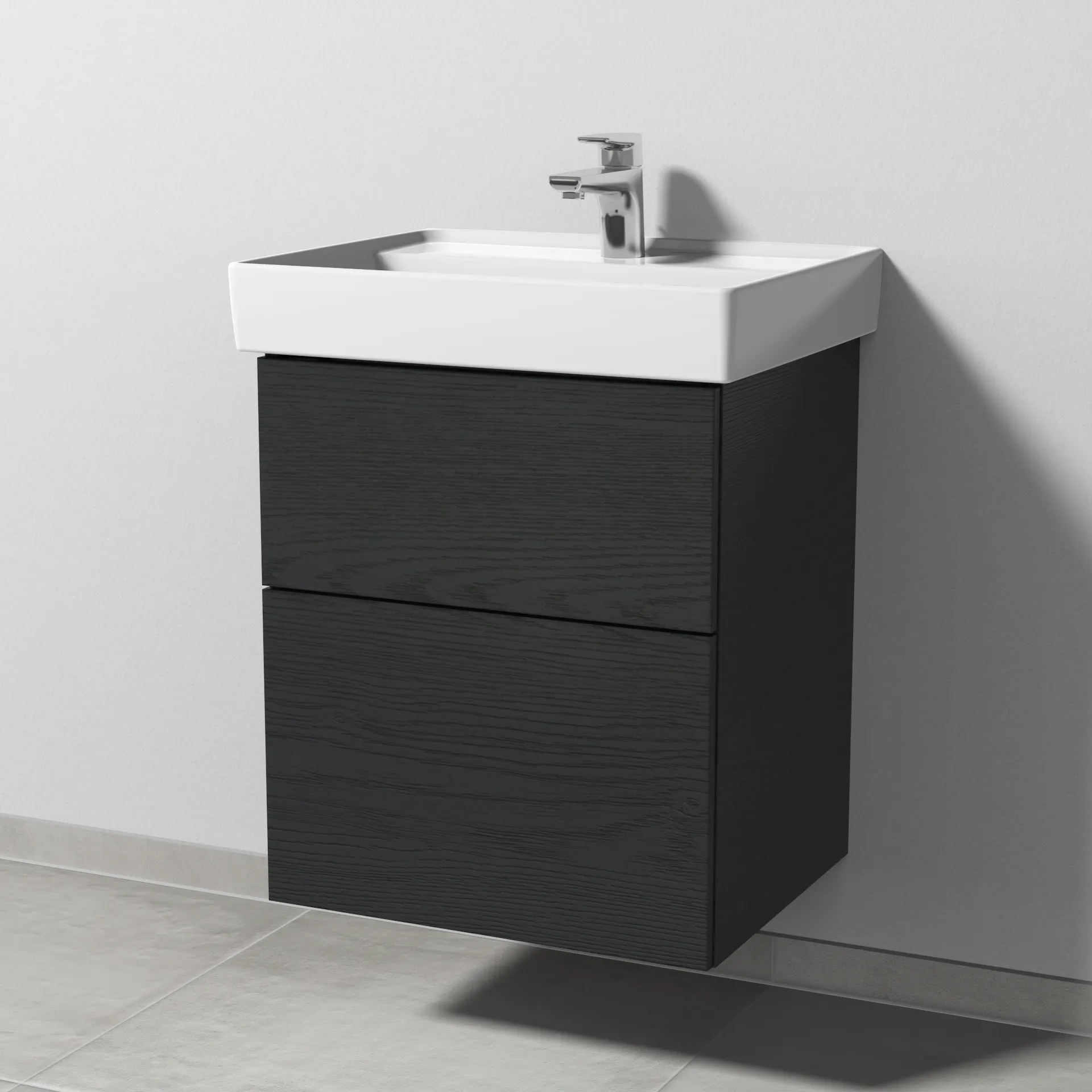 Sanipa Waschtischunterschrank „3way“ passend zu Keramik-Waschtische Collaro von Villeroy &Boch 500 × 588 × 417 mm in Black Oak