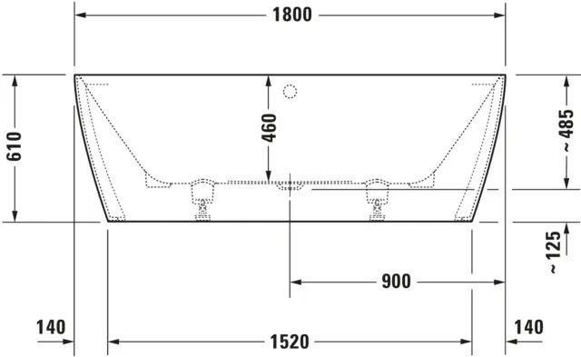 Duravit Whirlwanne „DuraSquare“ vorwand rechteck 180 × 80 cm, mittig