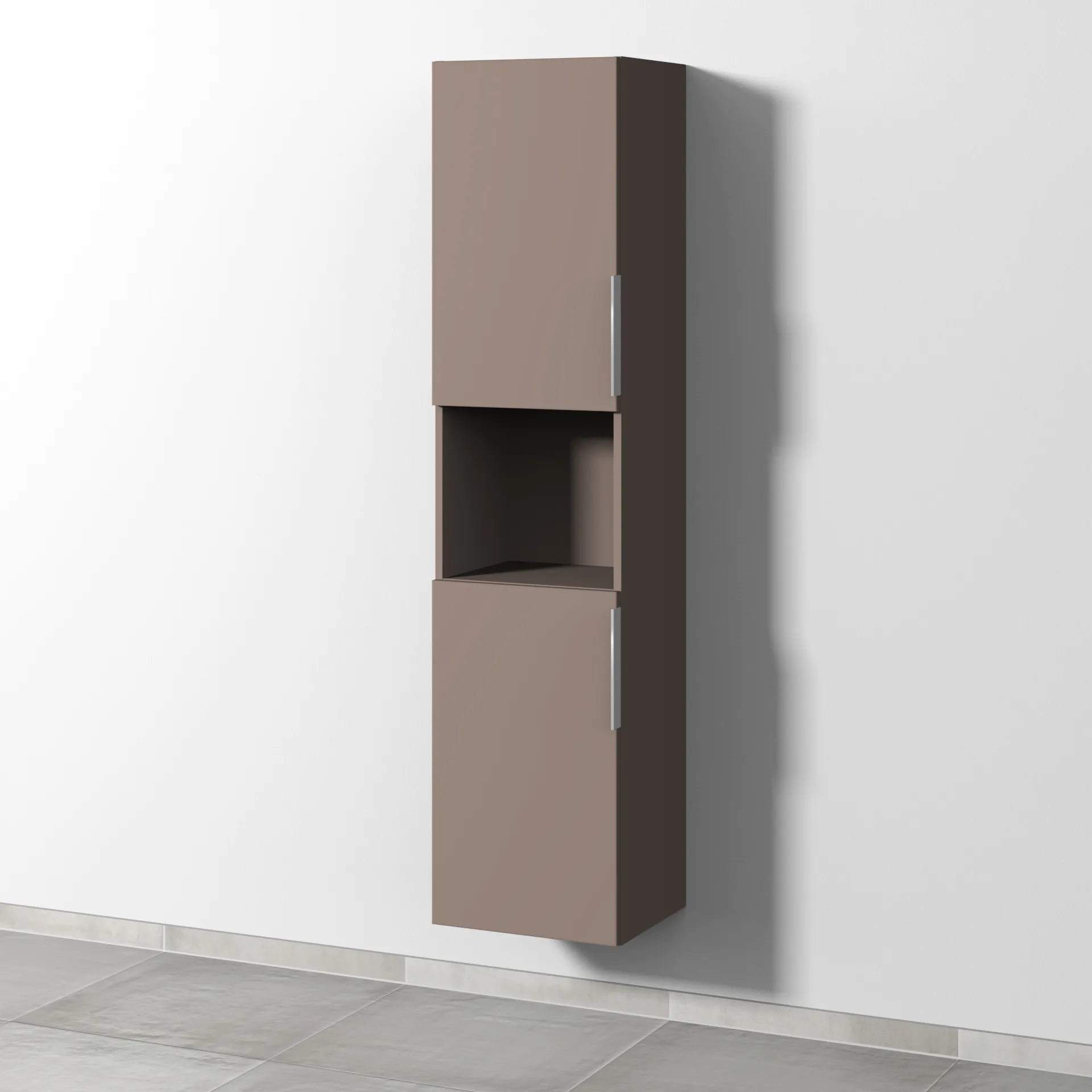 Sanipa Hochschrank „3way“ 400 × 1700 × 345 mm Anschlag links, in Taupe (matt), Anschlag links