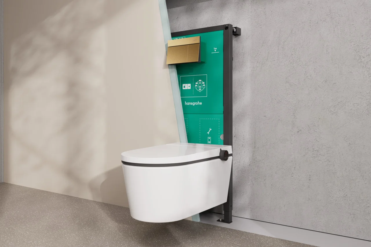 Hansgrohe LavaPura Element S Wand-Dusch-WC Komplettset, weiß, AquaHelix Flush, SmartClean, HygieneEffect