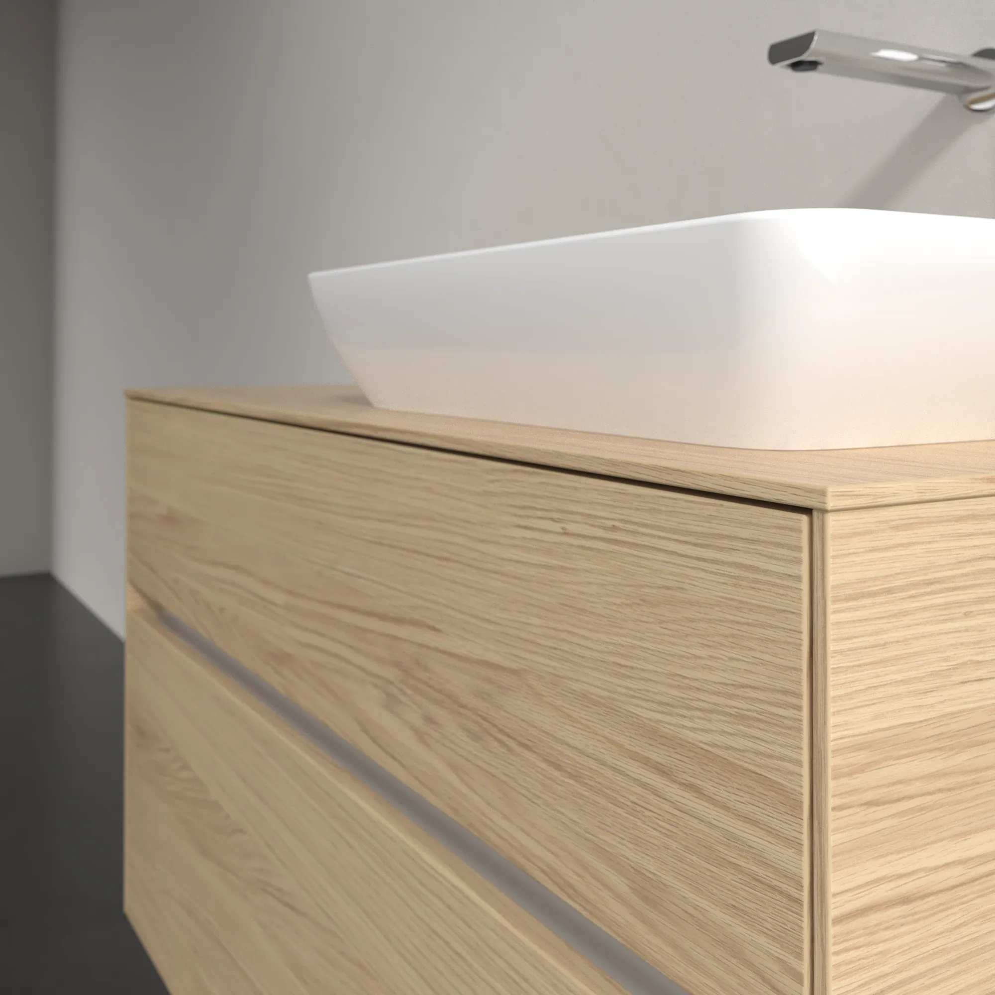Villeroy & Boch Waschtischunterschrank „Collaro“ 1000 × 548 × 500 mm Nordic Oak, mit Beleuchtung, für Becken rechts