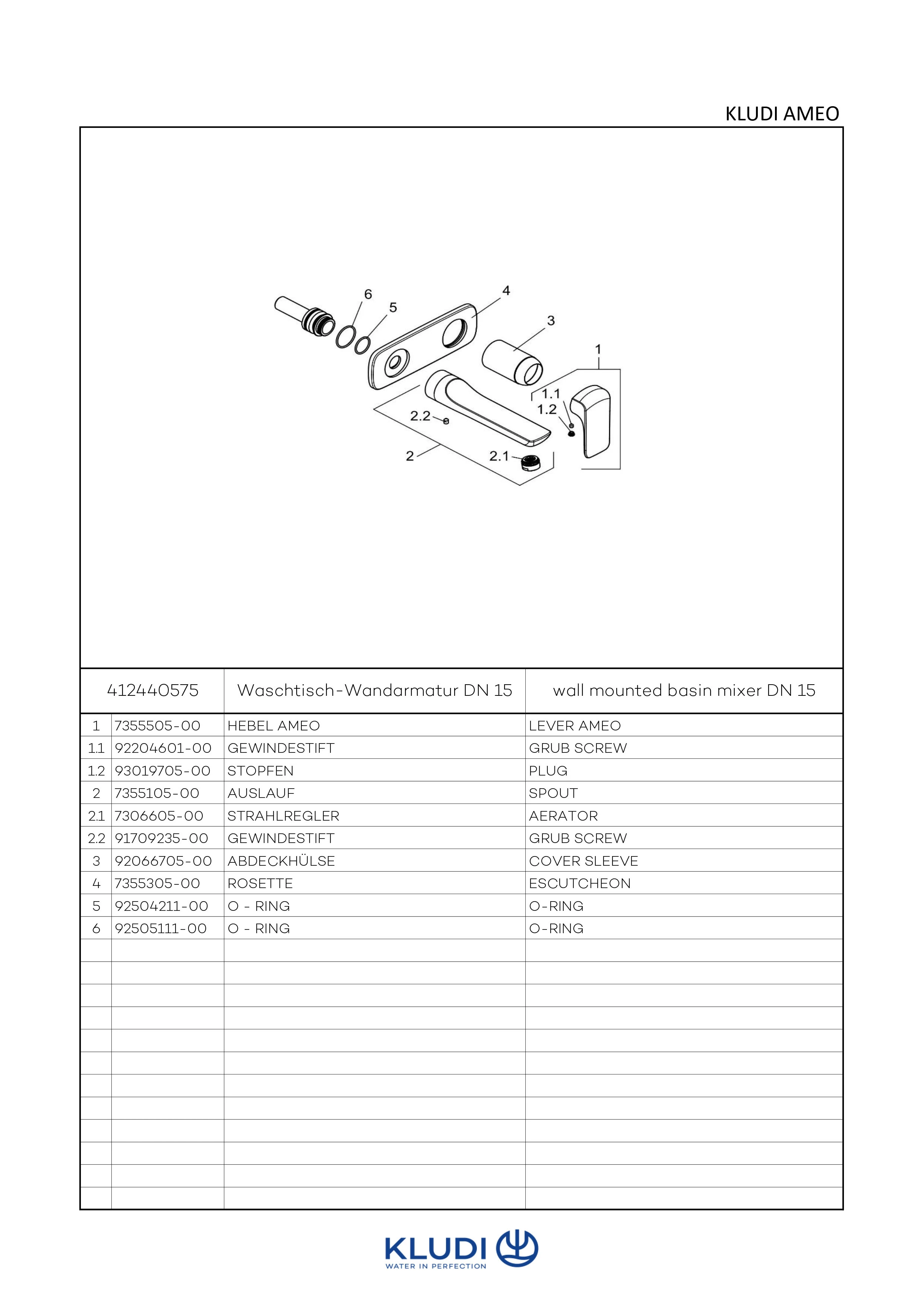 AMEO WT2LochWandEHM Ausladung 185 mm chrom AMEO WT2LochWandEHM Ausladung 185 mm chrom