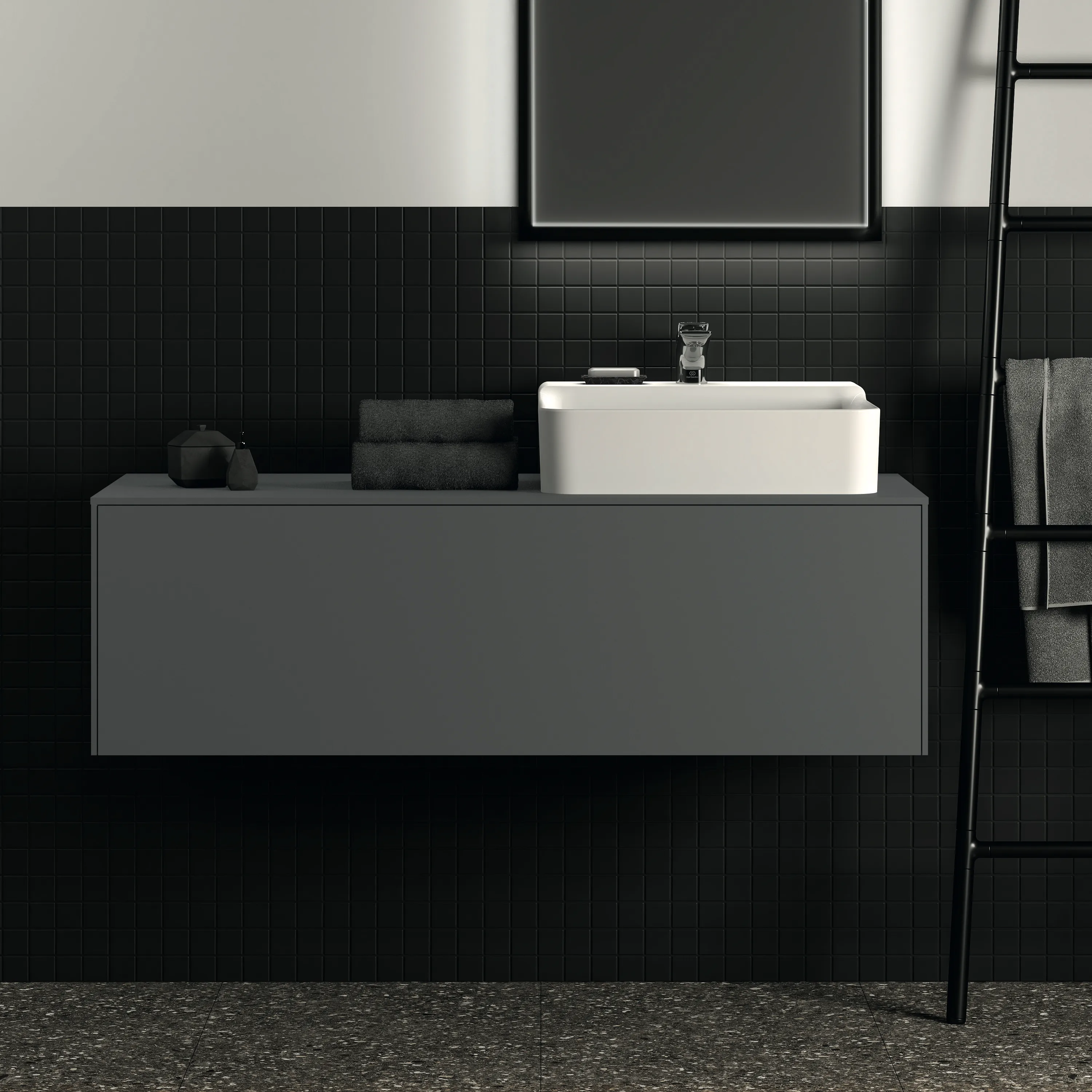 Ideal Standard Conca Waschtischunterschrank, Anthrazit matt, 1 Auszug, Push-Open mit Softclose, 1202x505x370 mm Ideal Standard Conca Waschtischunterschrank, Anthrazit matt, 1 Auszug, Push-Open mit Softclose, 1202x505x370 mm