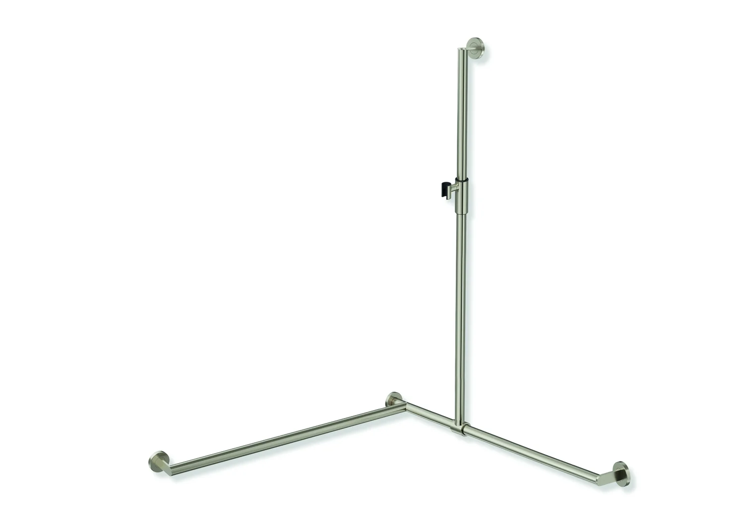 HEWI Duschhandlauf System 900 PG93, links, 1250mm senkrecht, 965mm waagerecht, Edelstahl PVD, magnetischer Brausehalter