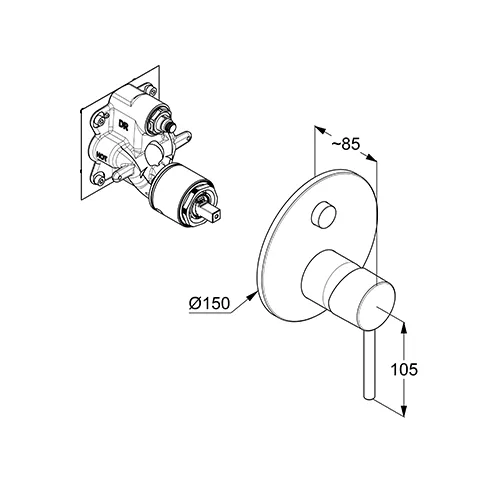Kludi BOZZ UP-Wafü-/Br.-EHM Push Set m. Funktionseinh.,f. 88022 Brushed Gold