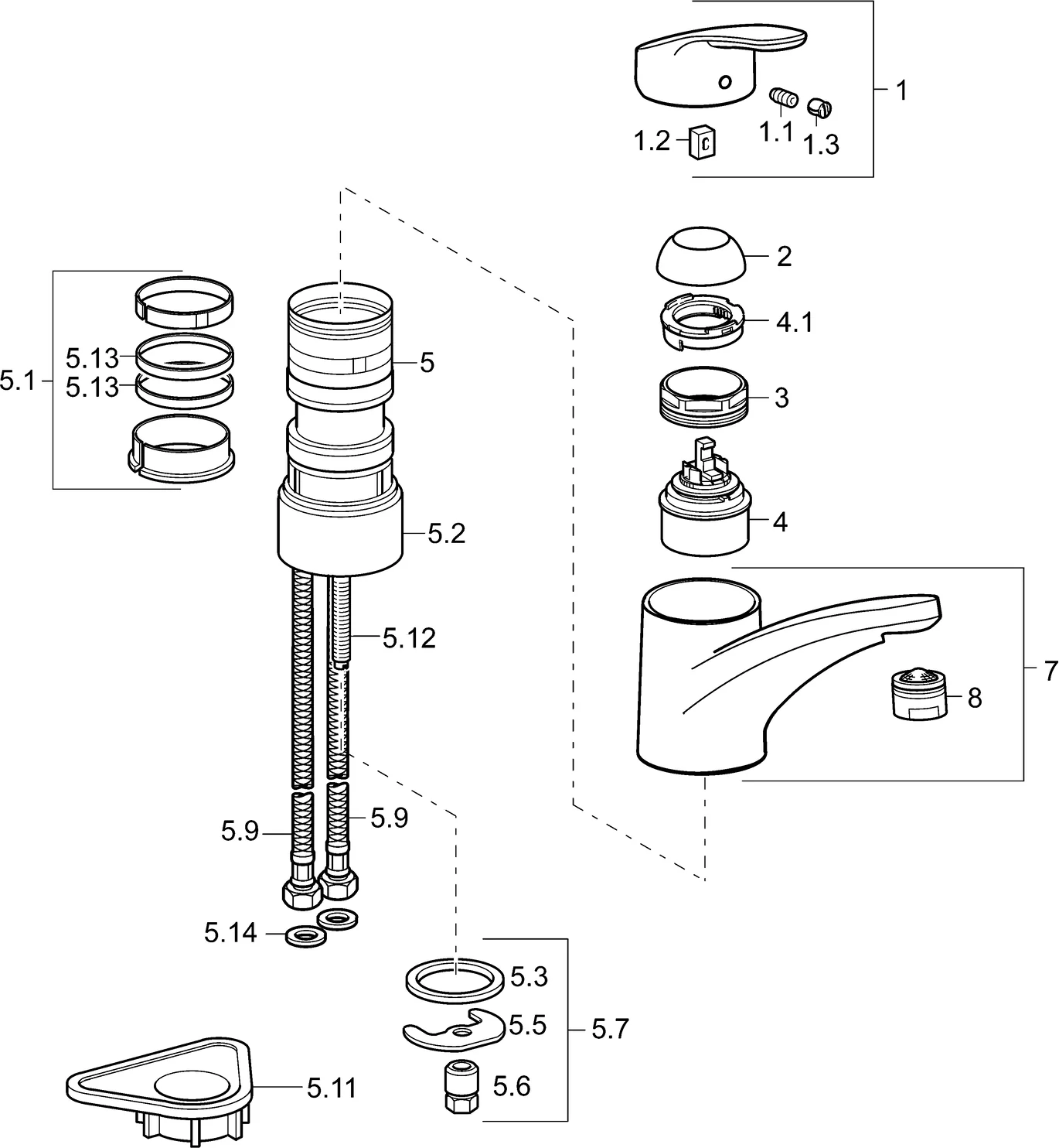 HansaMIX Einhebelmischer Küchenarmatur HansaMIX 0114 Ausladung 203 mm DN15 Chrom