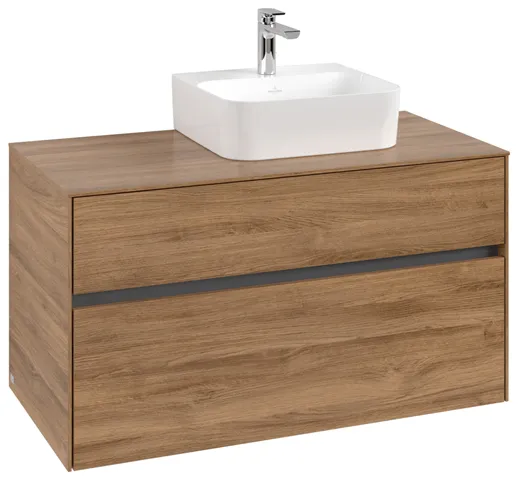 Villeroy & Boch Waschtischunterschrank „Collaro“ 1000 × 548 × 500 mm Kansas Oak, ohne Beleuchtung, für Becken rechts Villeroy & Boch Waschtischunterschrank „Collaro“ 1000 × 548 × 500 mm Kansas Oak, ohne Beleuchtung, für Becken rechts