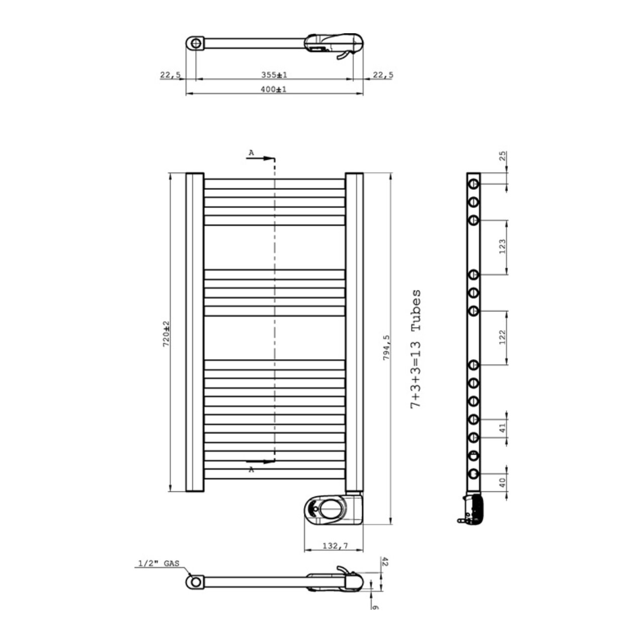 Badundu Design-Elektroheizkörper 40 × 72 cm Badundu Design-Elektroheizkörper 40 × 72 cm
