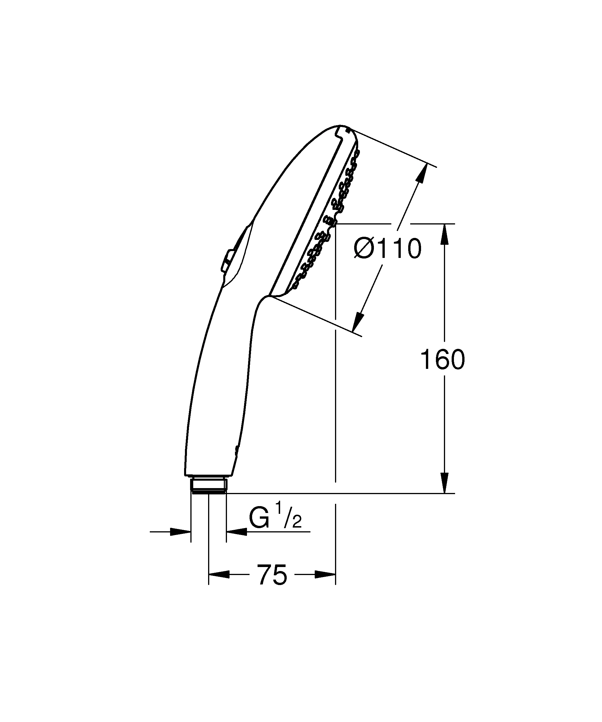 Handbrause Tempesta 110 27597_3, 2 Strahlarten: Rain/Jet, maximaler Durchfluss (bei 3 bar): 13.5 l/min, chrom