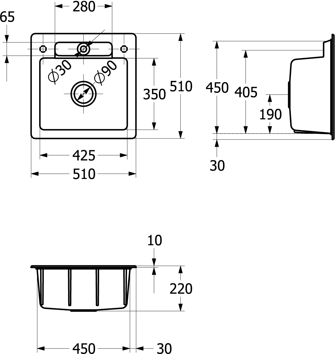 Villeroy & Boch Siluet 50 S Einbauspüle 510x510mm aus TitanCeram