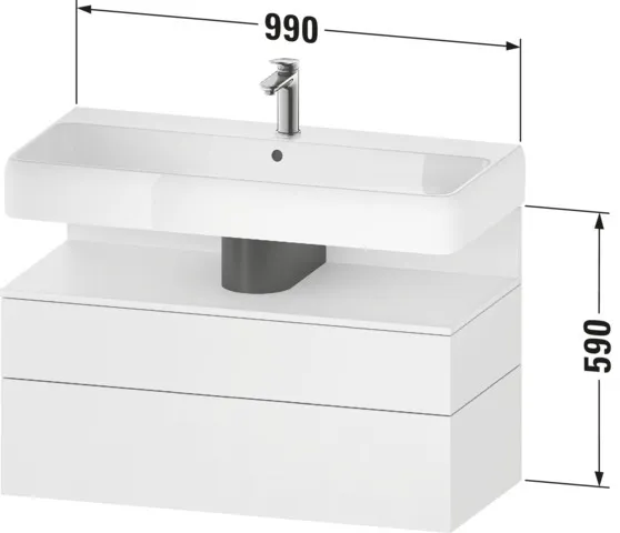 Duravit Waschtischunterschrank wandhängend „Qatego“ 99 × 59 × 47 cm in, ohne Beleuchtung