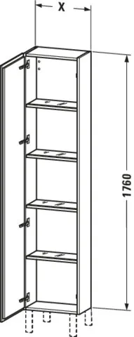 Duravit Hochschrank „L-Cube“ 40 × 176 × 24,3 cm in Betongrau Matt