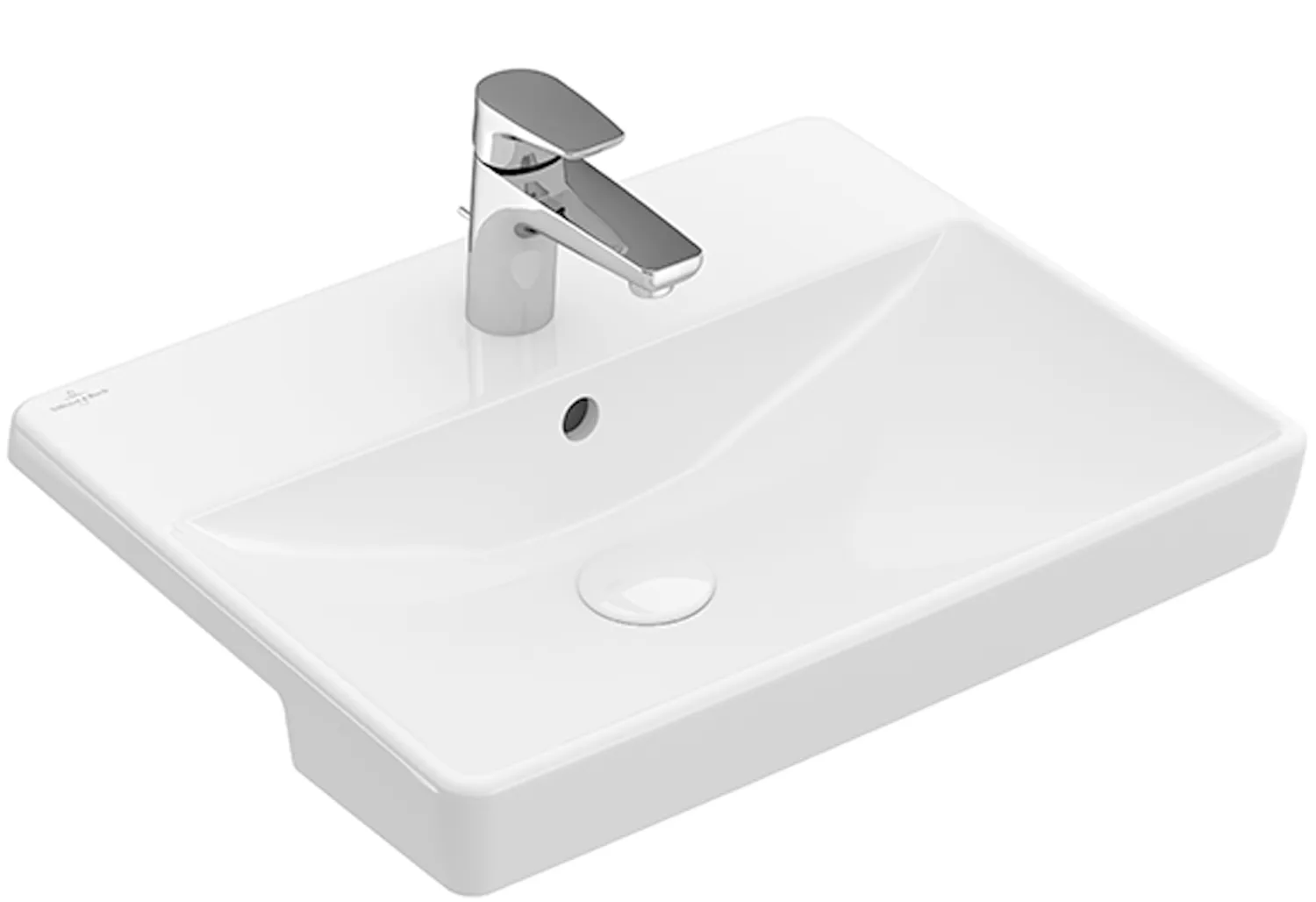 Villeroy & Boch Vorbauwaschbecken „Avento“ 550 × 440 × 145 mm, mit Hahnlochbohrung, Hahnlochposition mittig in Weiß Alpin Villeroy & Boch Vorbauwaschbecken „Avento“ 550 × 440 × 145 mm, mit Hahnlochbohrung, Hahnlochposition mittig in Weiß Alpin