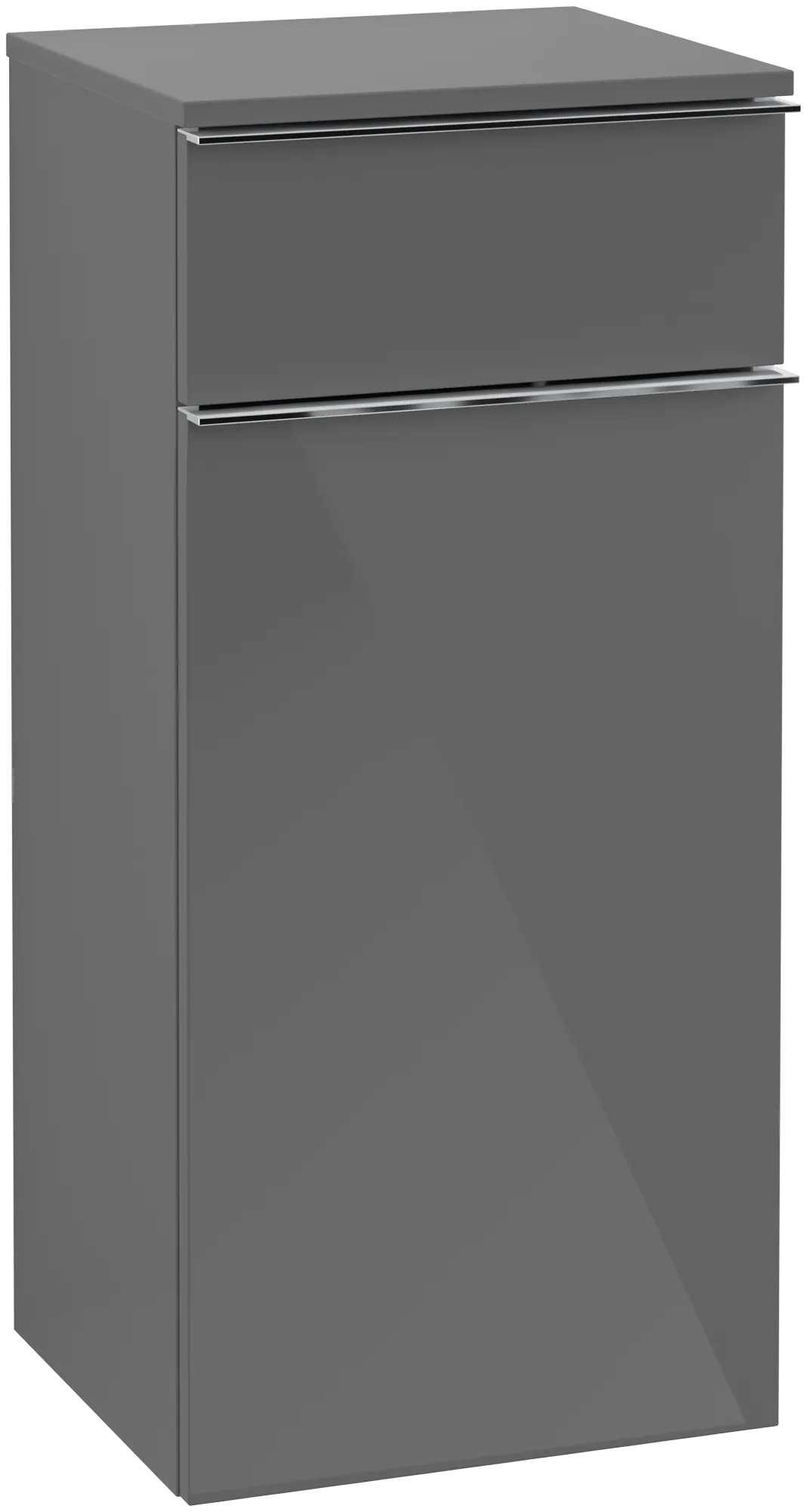 Villeroy & Boch Seitenschrank „Venticello“ Anschlag (Scharnier) rechts, 1 Tür und 1 Auszug 40,4 × 86,6 × 37,2 × 37,2 cm Glossy Grey, Anschlag rechts, 1 Tür