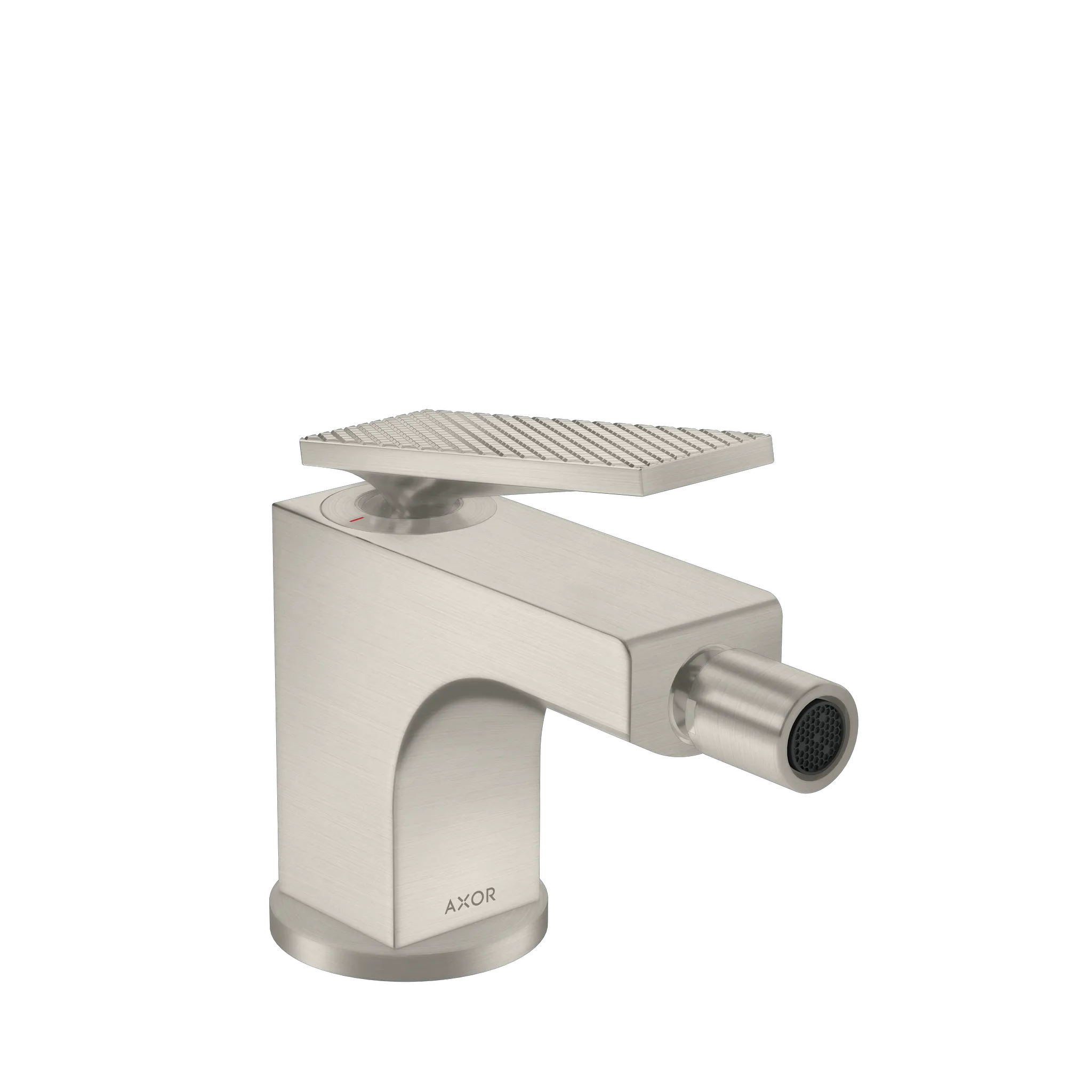 Hansgrohe AXOR Citterio Bidetmischer Einhebelgriff Edelstahl Optic Ausladung 112 mm Auslaufhöhe 73 mm Kugelgelenk-Luftsprudler Laminarstrahl max. Durchflussmenge 7,2 l/min Keramikmischsystem für Durchlauferhitzer geeignet Zugstangen-Ablaufgarnitur G 11/4