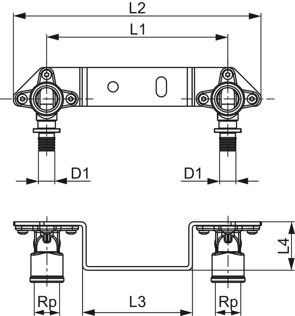 TECEflex Montageeinheit mit Wandscheiben 150 mm 16 × Rp1/2″, verz. Stahlhalter Siliziumbronze TECEflex Montageeinheit mit Wandscheiben 150 mm 16 × Rp1/2″, verz. Stahlhalter Siliziumbronze