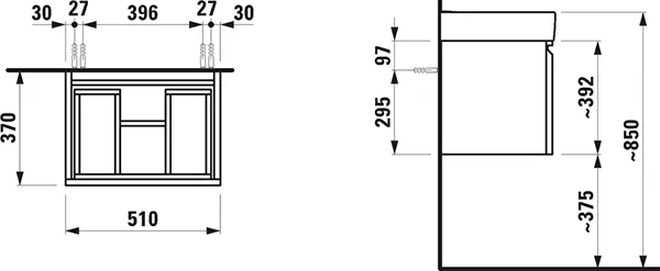 Laufen Waschtischunterbau „PRO S“ 510 × 392 × 370 mm Weiß glänzend