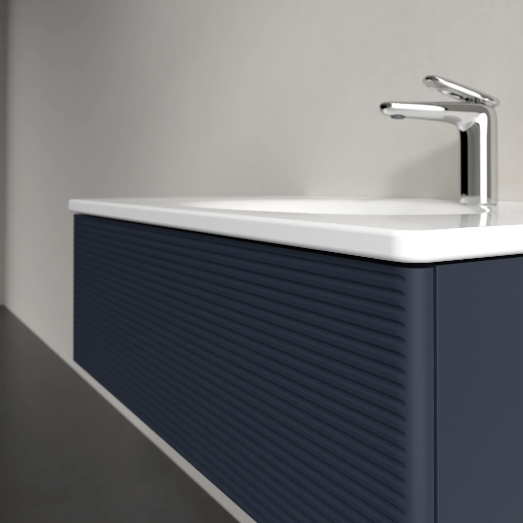 Villeroy & Boch Waschbeckenunterschrank Antao K01, Eckig Midnight Blue Matt Lacquer, 788x256x496 mm, Höhe 256 mm, Wanneneinbaumaß 496 mm