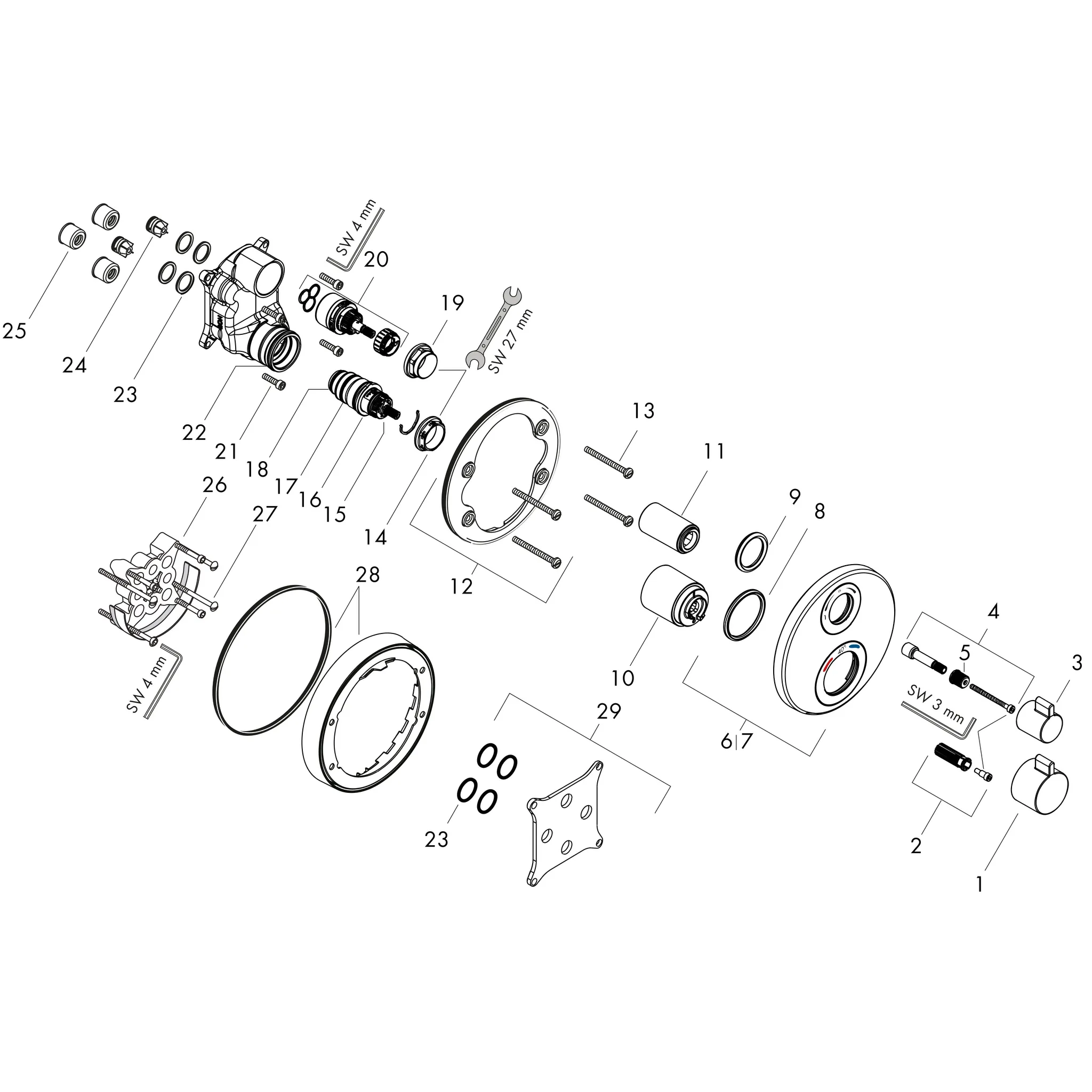 Thermostat Unterputz Ecostat S Fertigset 2 Verbraucher chrom Thermostat Unterputz Ecostat S Fertigset 2 Verbraucher chrom