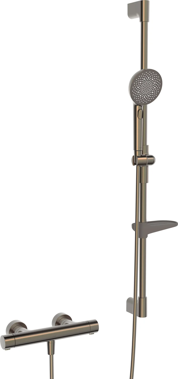 HansaPRISMA Duscharmatur, Wandmontage, Thermostat, Bronze gebürstet, 970 mm HansaPRISMA Duscharmatur, Wandmontage, Thermostat, Bronze gebürstet, 970 mm