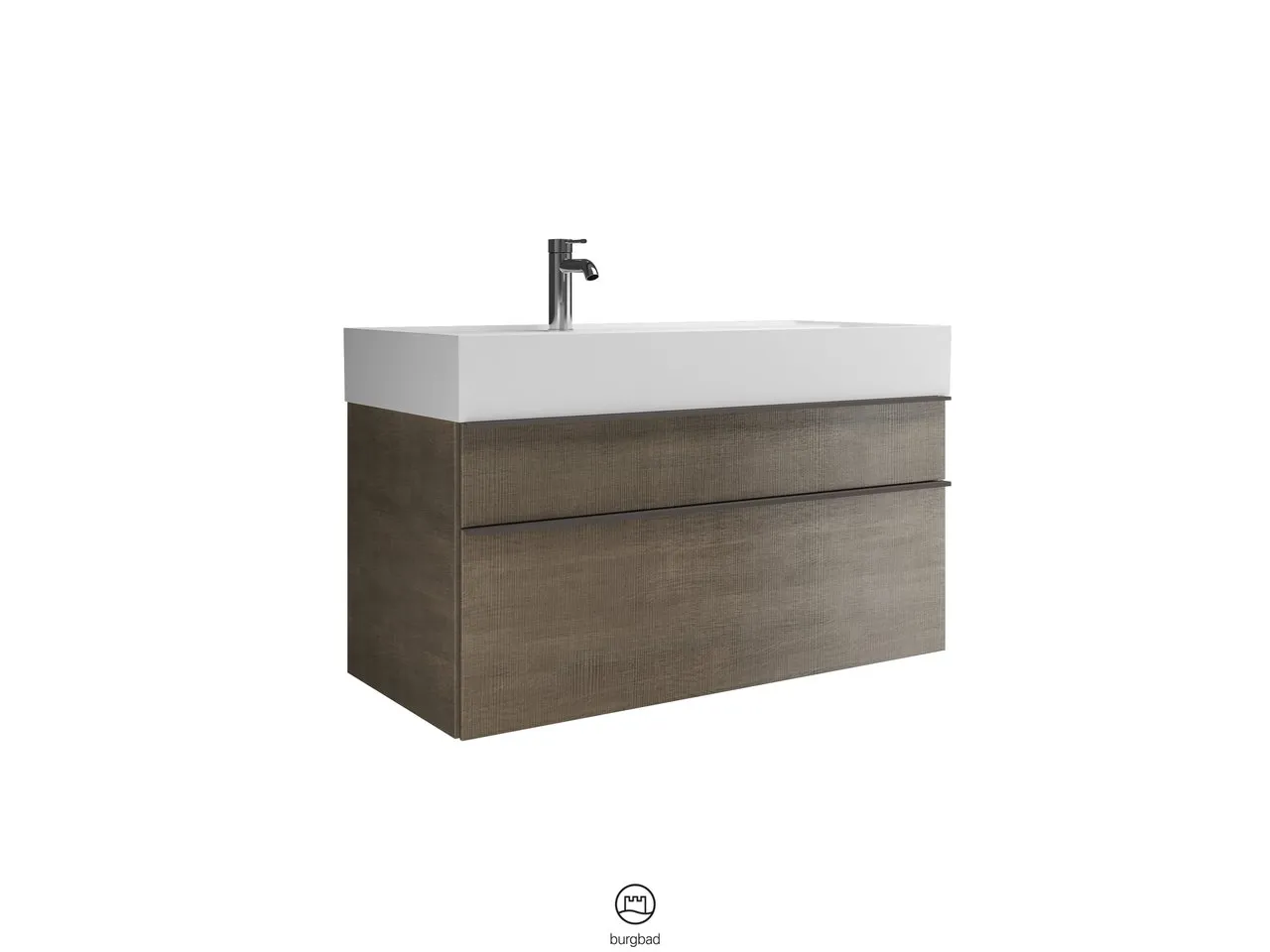 Mi-Waschtisch inkl. WTU Yumo von burgbad – Mineralguss, 470 x 1015 x 610 mm, Becken 780 x 310 mm