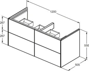 Ideal Standard Waschtischunterschrank „Conca“ 120 × 55 × 50,5 cm Weiß matt lackiert Ideal Standard Waschtischunterschrank „Conca“ 120 × 55 × 50,5 cm Weiß matt lackiert